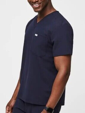 Figs Leon slim three pocket scrub top Navy Large